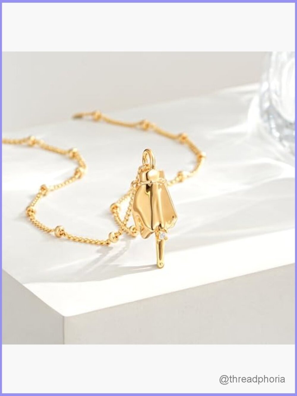18K Gold Plated Hand Charm Pendant Necklace Dainty Cubic Zirconia Jewelry - Picture 6 of 7